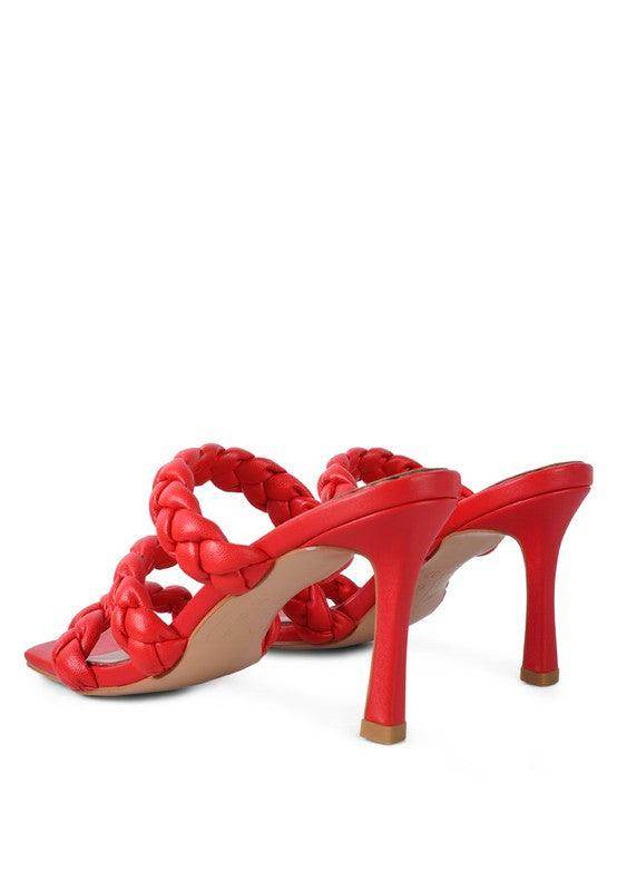 Stylish Rag Company red braided sandals with high heels perfect for summer outings