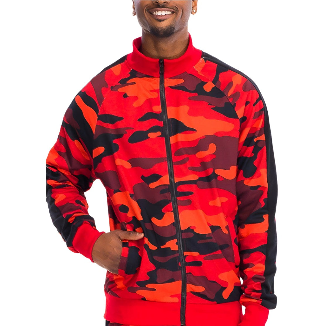 Red Full Camo Track Jacket - VacationGrabs