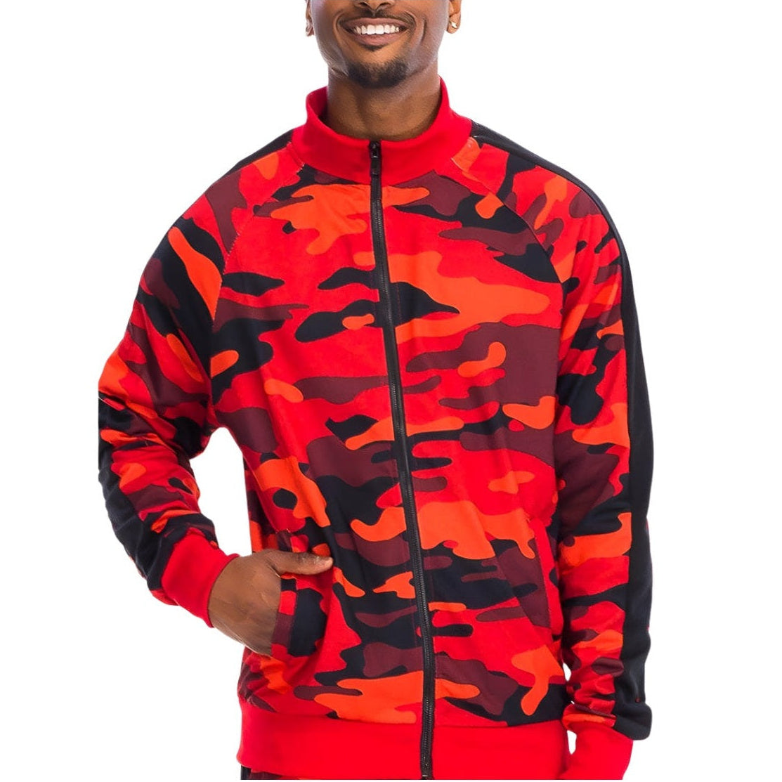 Red Full Camo Track Jacket - VacationGrabs