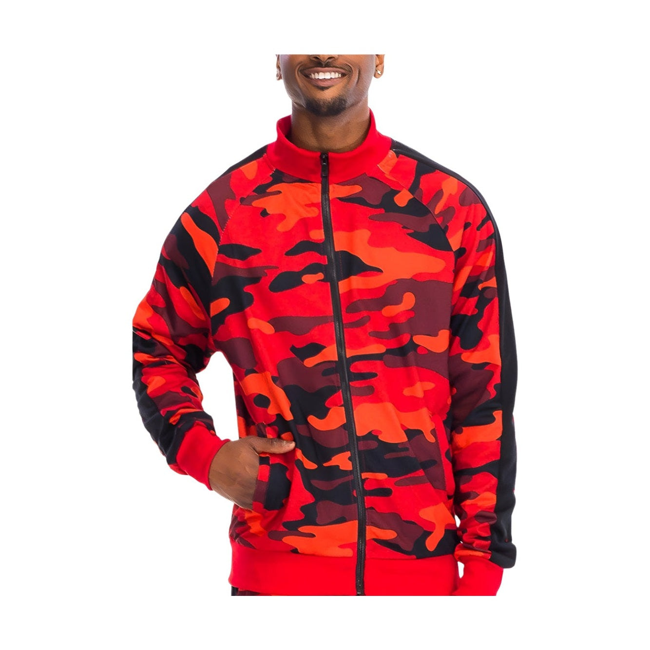 Red Full Camo Track Jacket - VacationGrabs
