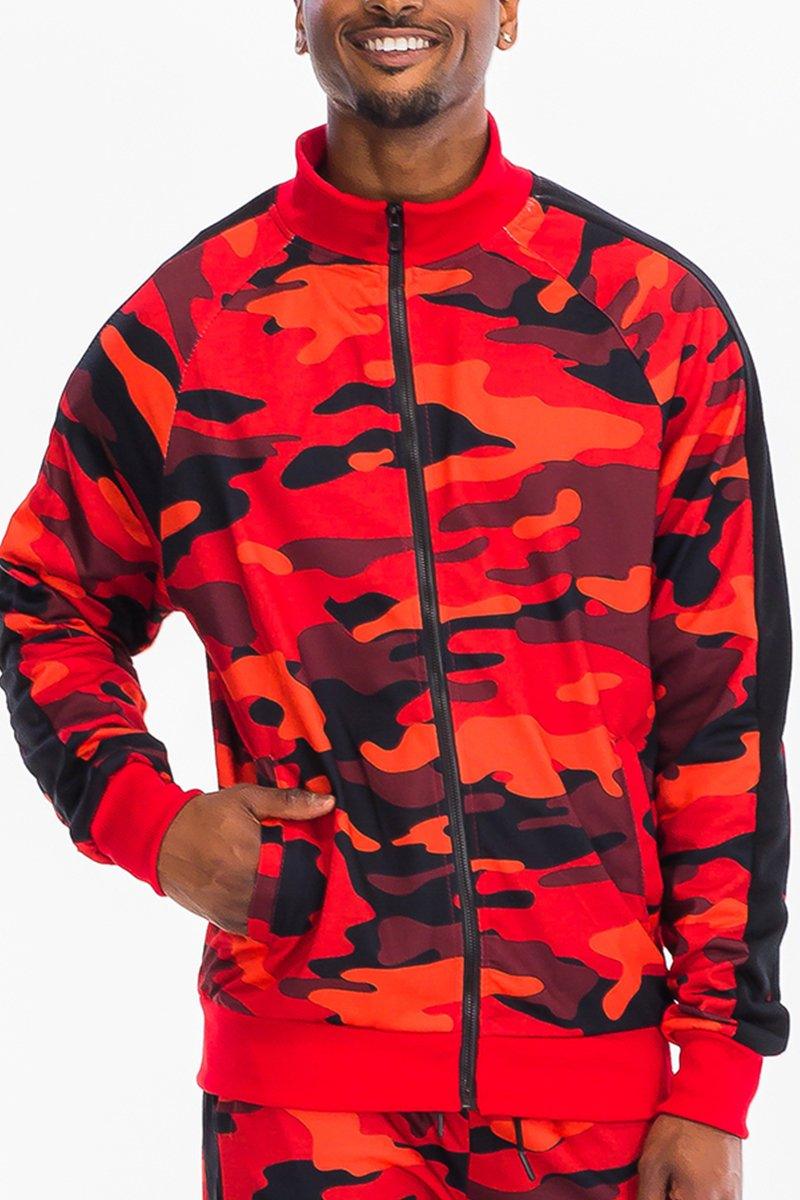 Men's Activewear Red Full Camo Track Jacket