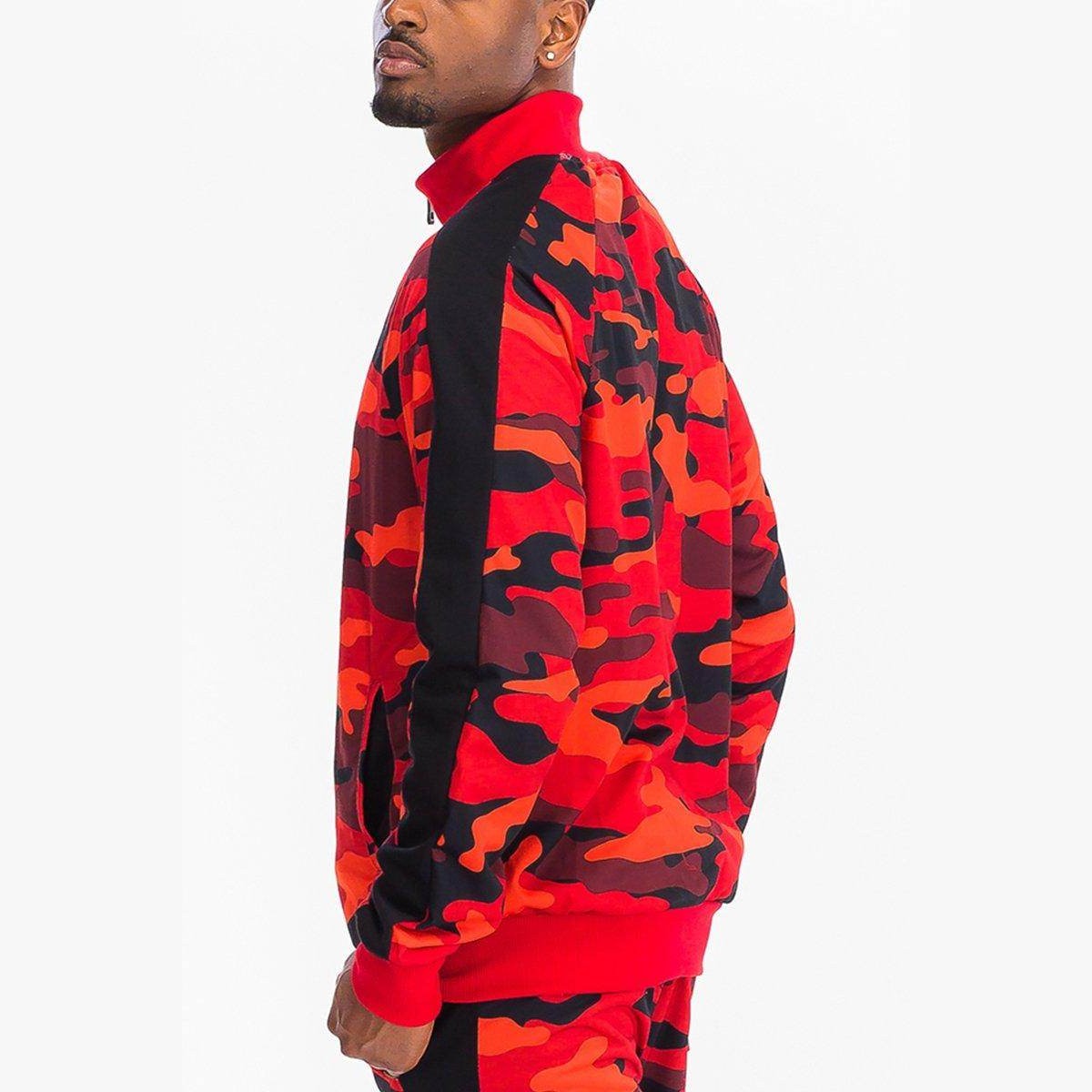 Red Full Camo Track Jacket - VacationGrabs