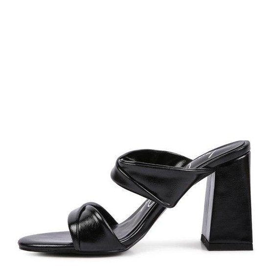 Stylish black heeled sandals with chunky heels for women from Rag Company