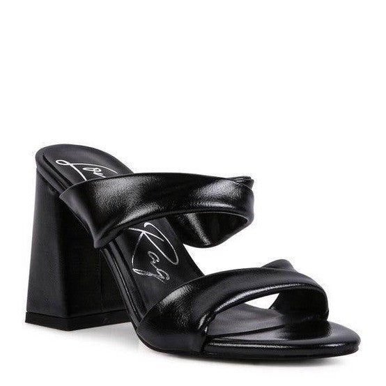 Stylish black high heeled sandals from Rag Company with crossover straps for elegant looks