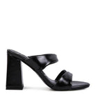 Stylish black block-heeled sandals perfect for pairing with outfits, not red high heeled sandals