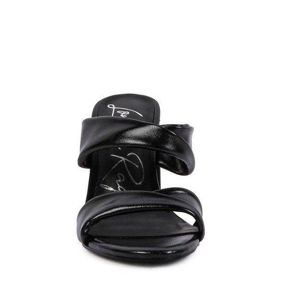 Rag Company Women's Black High Heeled Sandals with Cross Strap Design and Open Toe Style