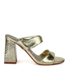 Rag Company Red High Heeled Sandals with Metallic Finish and Stylish Block Heels