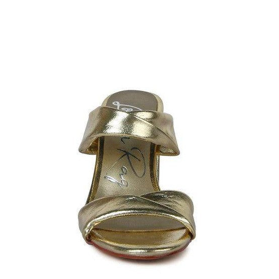 Rag Company gold heeled sandals featuring a stylish design and open toe, perfect for pairing with any outfit