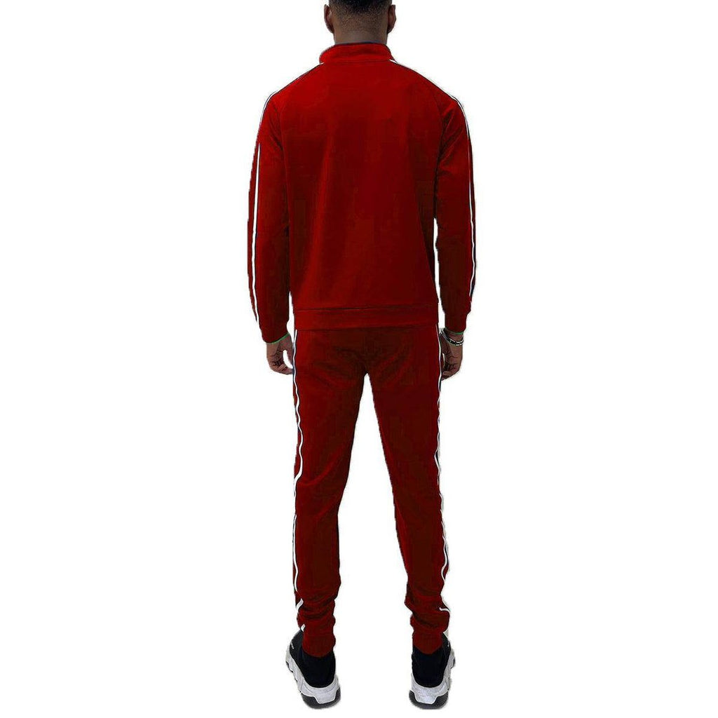 Red Jordan Tape Track Jacket Jogger Set - VacationGrabs