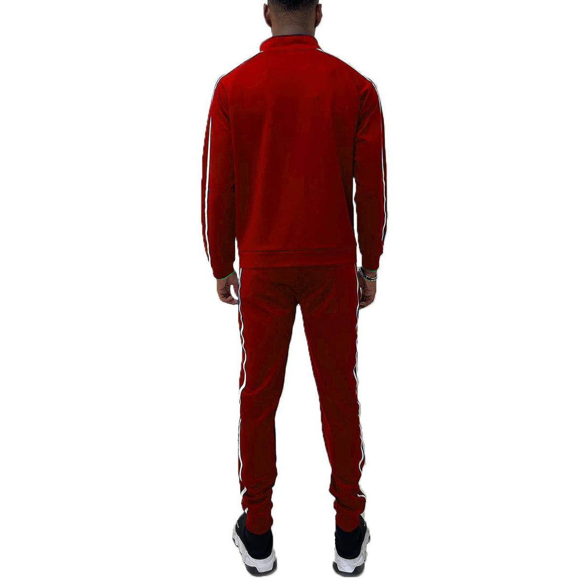 Red Jordan Tape Track Jacket Jogger Set - VacationGrabs