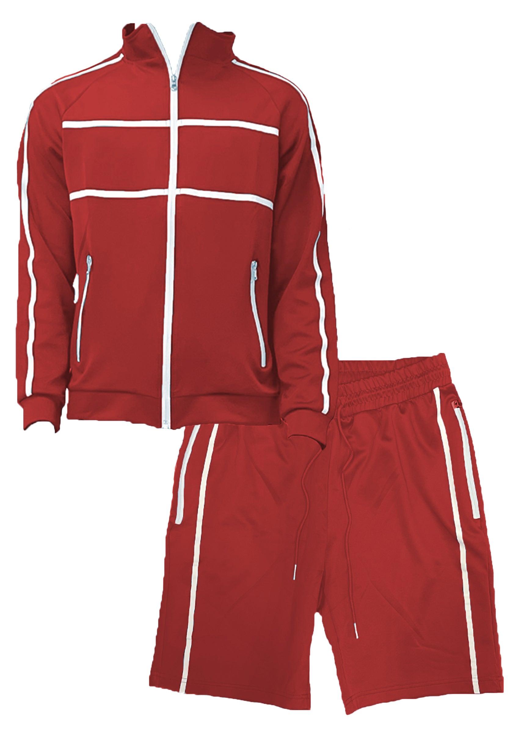 Men's 2PC Track Sets Red Jordan Track Jacket Short Set