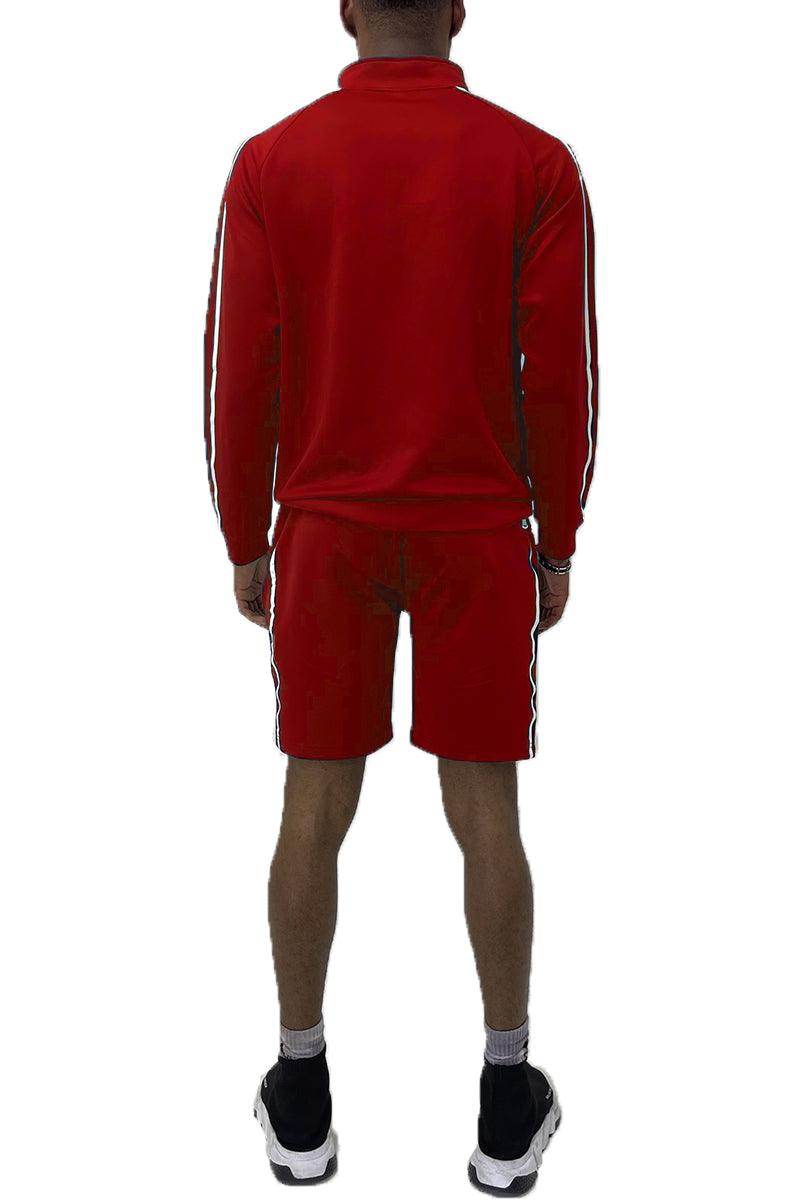 Red Jordan Track Jacket Short Set - VacationGrabs