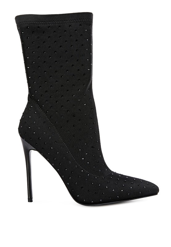 Rag Company Red Knitted Stiletto Ankle Boots with Elegant Design and High Heels
