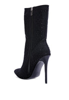 Stylish red knitted stiletto ankle boots with a sleek design and high heel