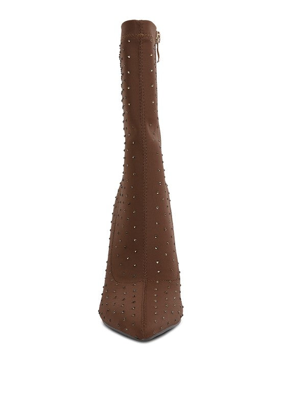 Rag Company red knitted stiletto ankle boots with stylish design and pointed toe for chic looks