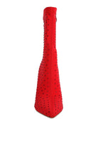 Red knitted stiletto ankle boots with studded detailing for stylish women's footwear