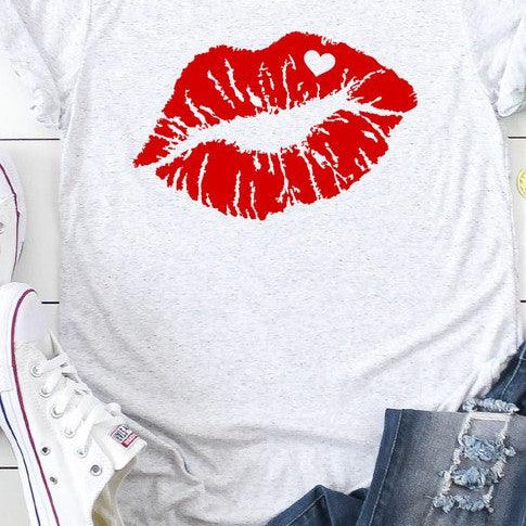 Women's Sweatshirts & Hoodies Red Lips Valentines Graphic Tee