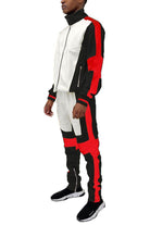 Stylish red multi track set for men featuring a modern design and comfortable fit
