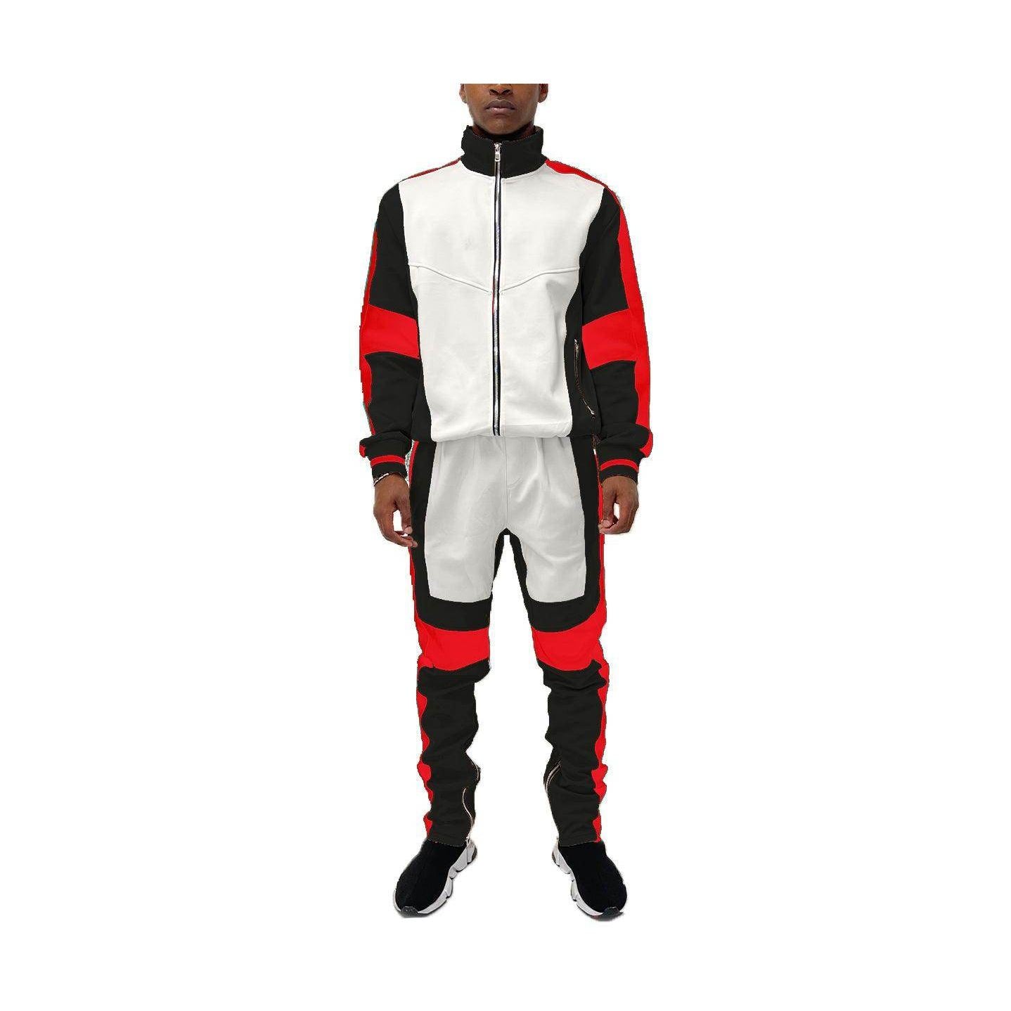Men's 2PC Track Set featuring a sleek design in red multi track set for men, ideal for casual wear and workouts