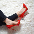 Women's Shoes - Heels Red Patent Leather High Heel Shoes Reflective Mirror W/ 3 Heel Heights