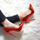 Women's Shoes - Heels Red Patent Leather High Heel Shoes Reflective Mirror W/ 3 Heel Heights