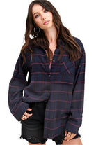 La Miel red plaid casual shirt with button-up design and relaxed fit for stylish everyday wear