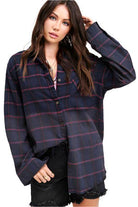 La Miel red plaid casual shirt with a relaxed fit and long sleeves for everyday wear