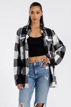 WEIV Women's Red Plaid Oversized Shacket for a stylish layered look