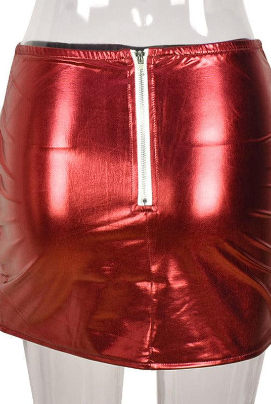 Women's Skirts Red Puffer Mini Skirt Metallic Shiny Warm Quilted