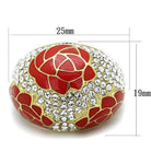 Red rose gold statement ring adorned with sparkling rhinestones and floral design