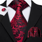 Red silk tie set for men, perfect for formal occasions