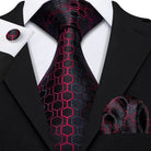 red silk tie set for men, perfect for formal occasions