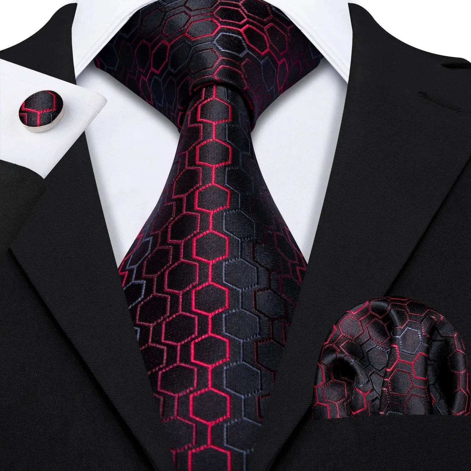 red silk tie set for men, perfect for formal occasions