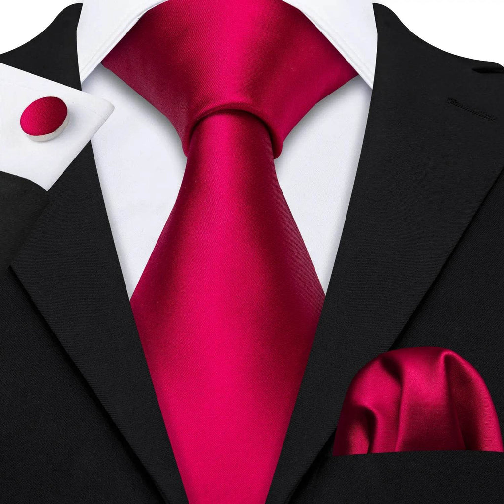 Red silk tie set for men, perfect for formal events