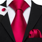 Red silk tie set for men, perfect for formal events