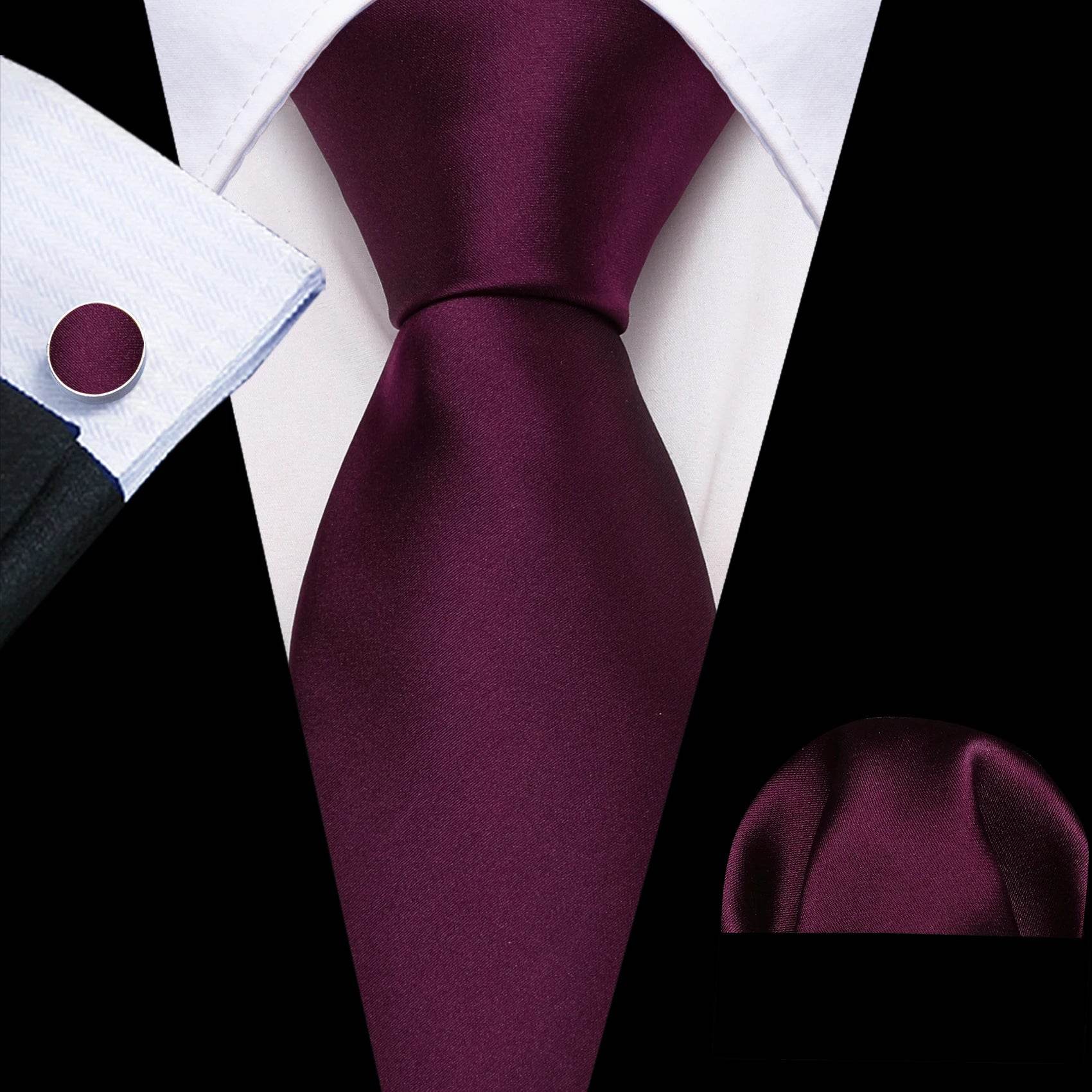 Red silk tie set for men, perfect for formal occasions