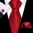 Red silk tie set for men, formal wear accessory