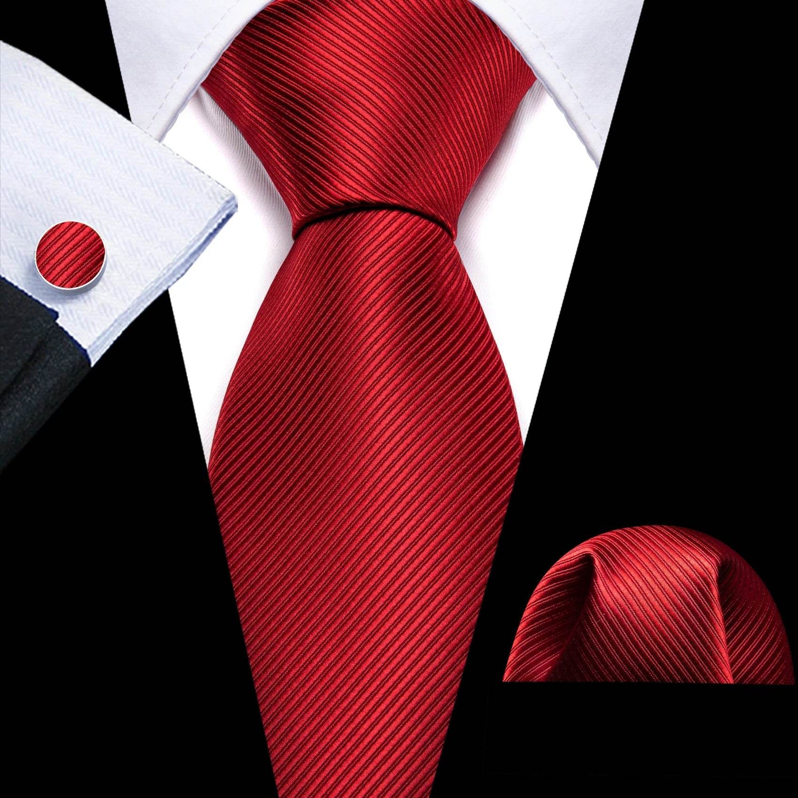 Red silk tie set for men, formal wear accessory