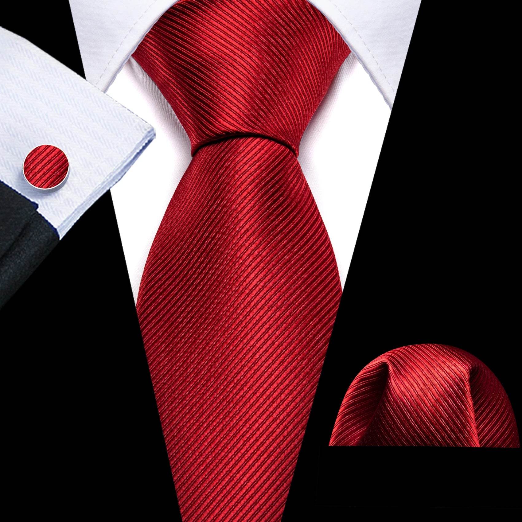 Red silk tie set for men, formal wear accessory