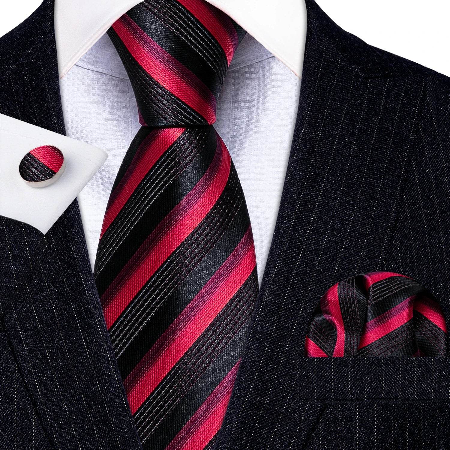 Red silk tie set for men, perfect for formal occasions