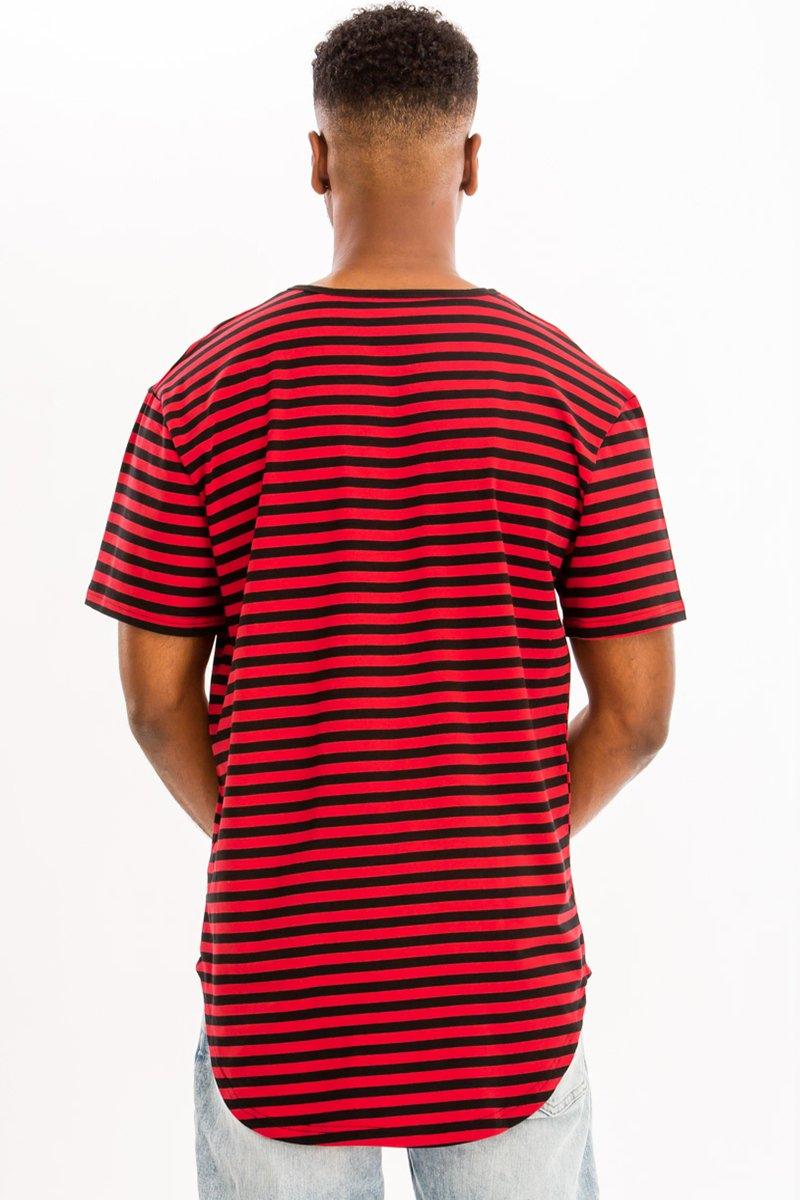 Men's Shirts - Tee's Red Striped Round Neck Tshirt