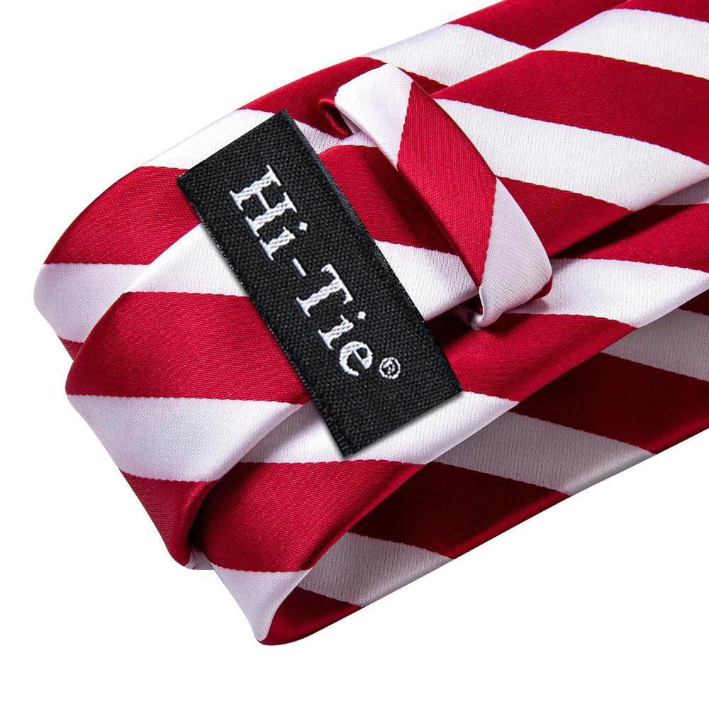 Men's Accessories - Ties Red White Striped Christmas Holiday Silk Tie Gift Sets For Men