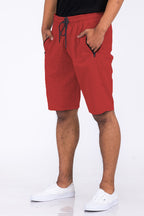 Heathered Cotton Blend Shorts with Drawstring Waist