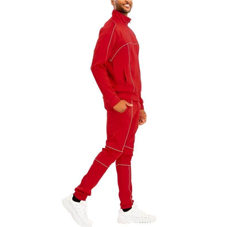 Mens 2pc Reflective Piping Track Sets - VacationGrabs