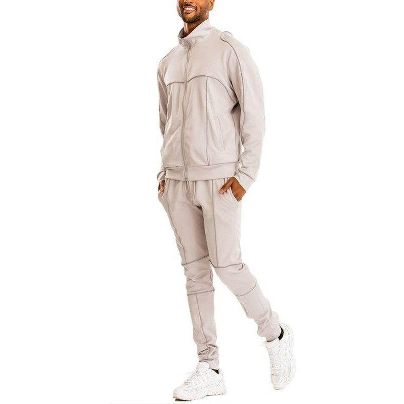 Mens 2pc Reflective Piping Track Sets - VacationGrabs