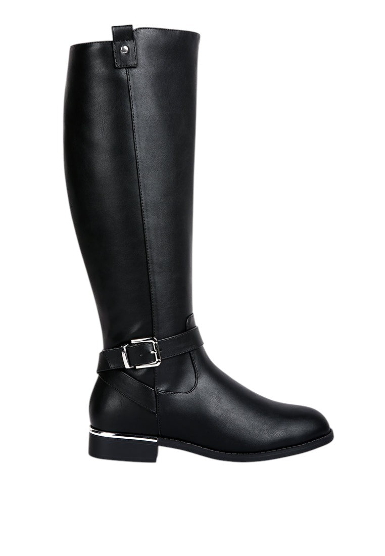 Renny Buckle Strap Embellished Calf Boots