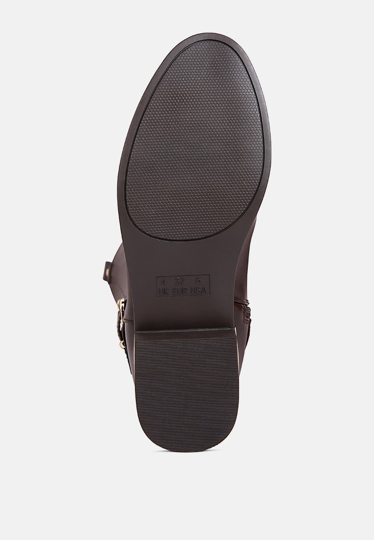 Renny Buckle Strap Embellished Calf Boots