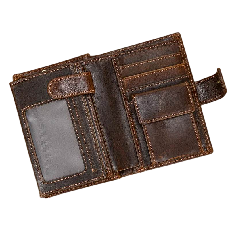 Retro Anti-Theft Men’s Leather Wallet Clip Purse with Card
