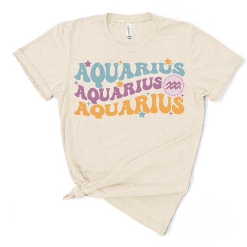 Women's Shirts Retro Aquarius Graphic Tee Horoscope T-Shirt