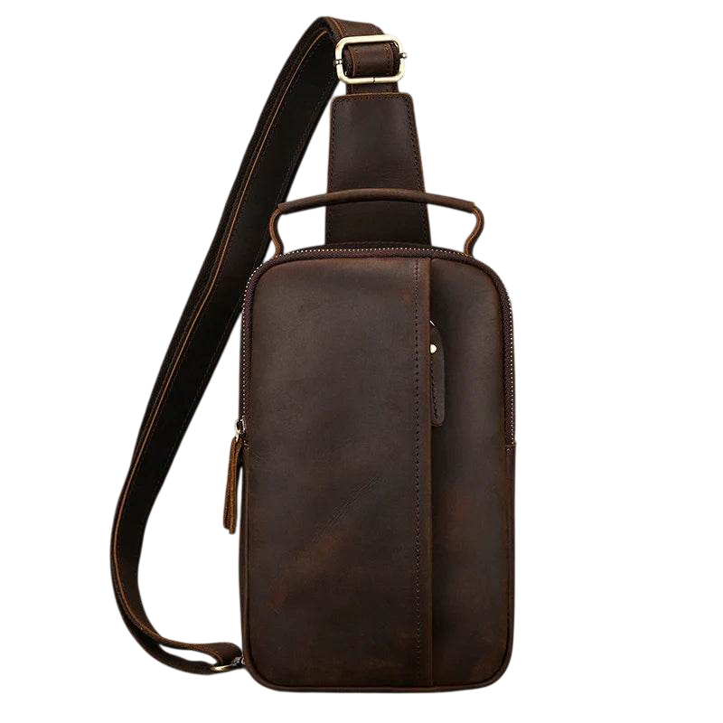 Retro Genuine Leather Crossbody Bag for Men Anti-Theft Chest
